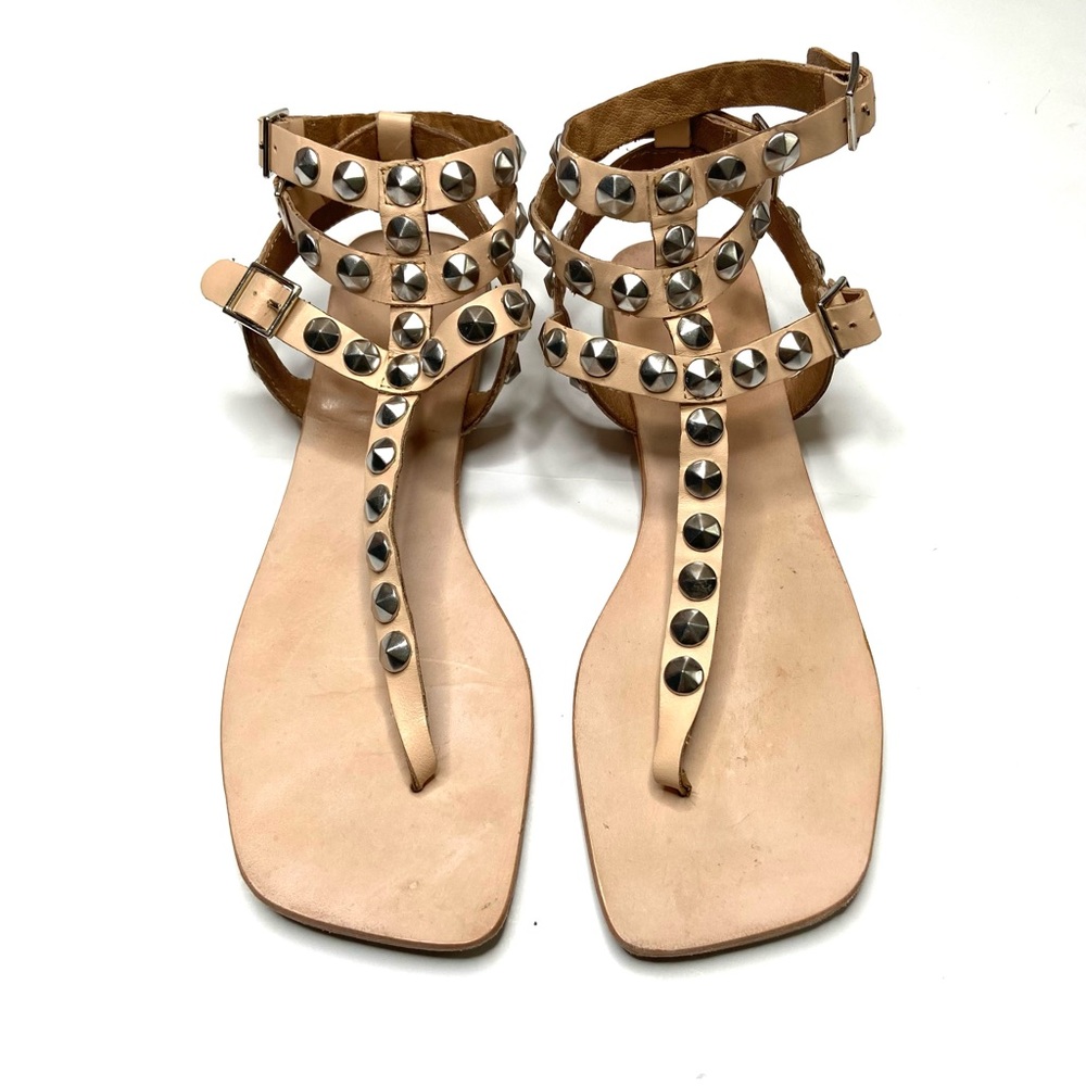 JEFFREY CAMPBELL Silver Studded Leather Gladiator Sandal